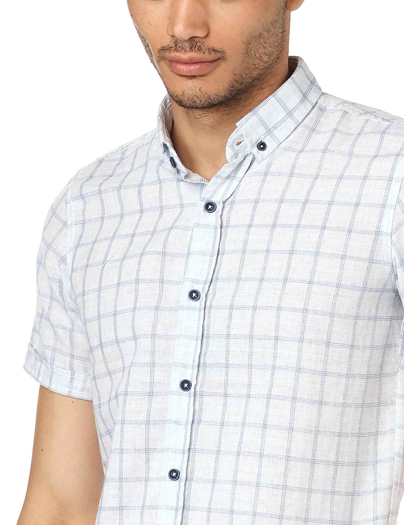 FIRE WOOD Mens Basic Checks Short Sleeve Shirt Shirt For Mens