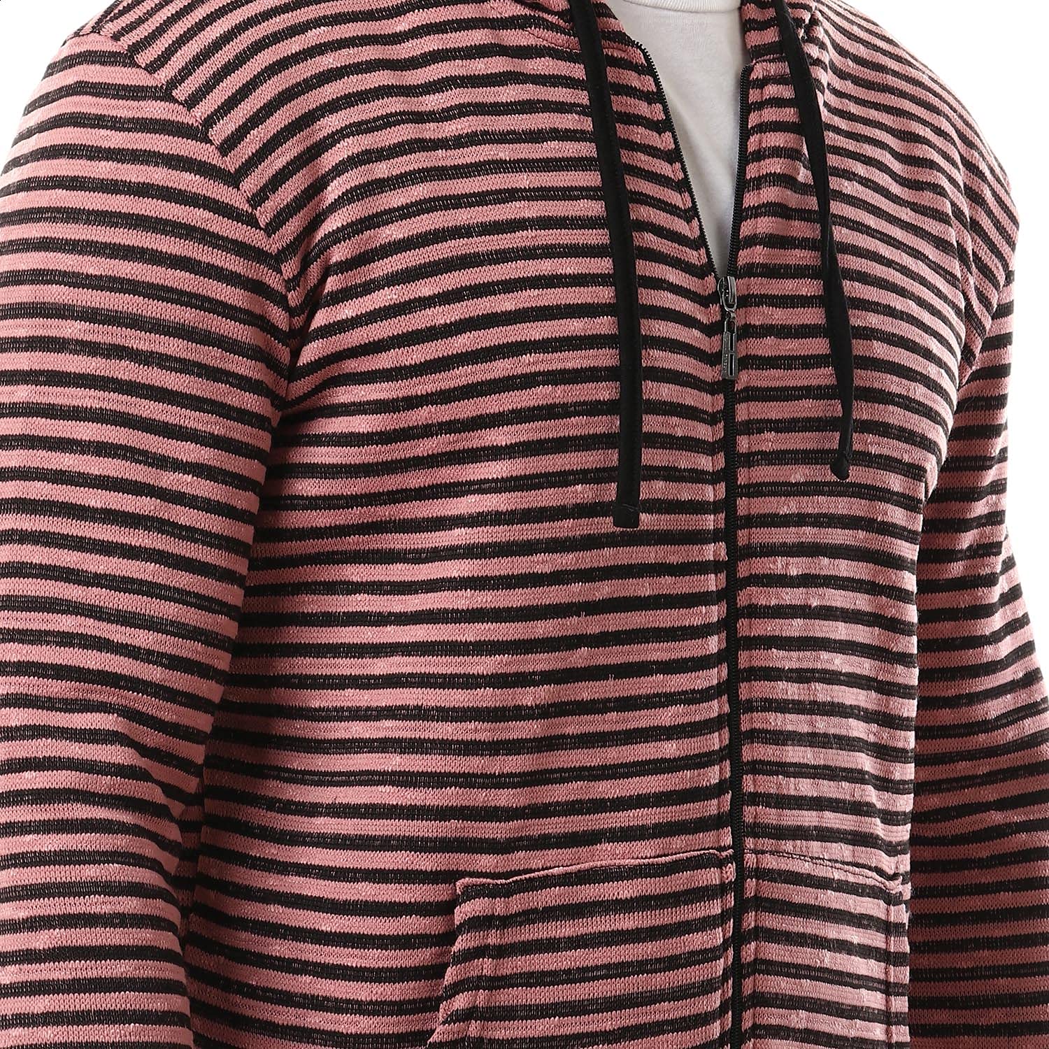 Off Cliff Striped Front Pockets Long Sleeves Jacket For Men,Modern, relaxed fit suitable for layering over shirts or hoodies..