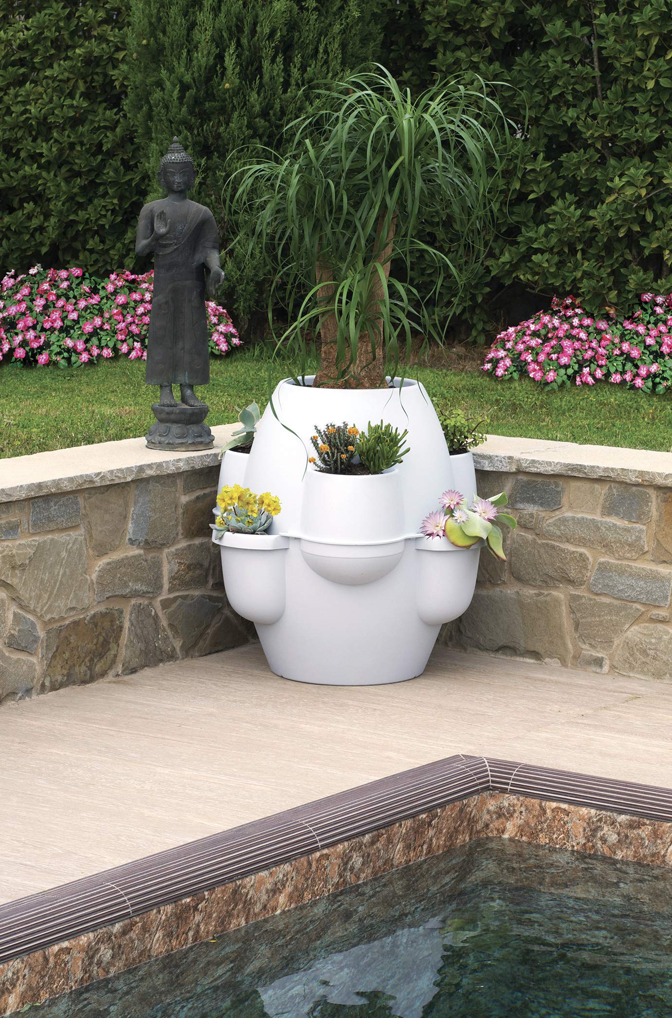 Bama Oasi Plant Pot with Saucer 80 cm Ice Color Made in Italy