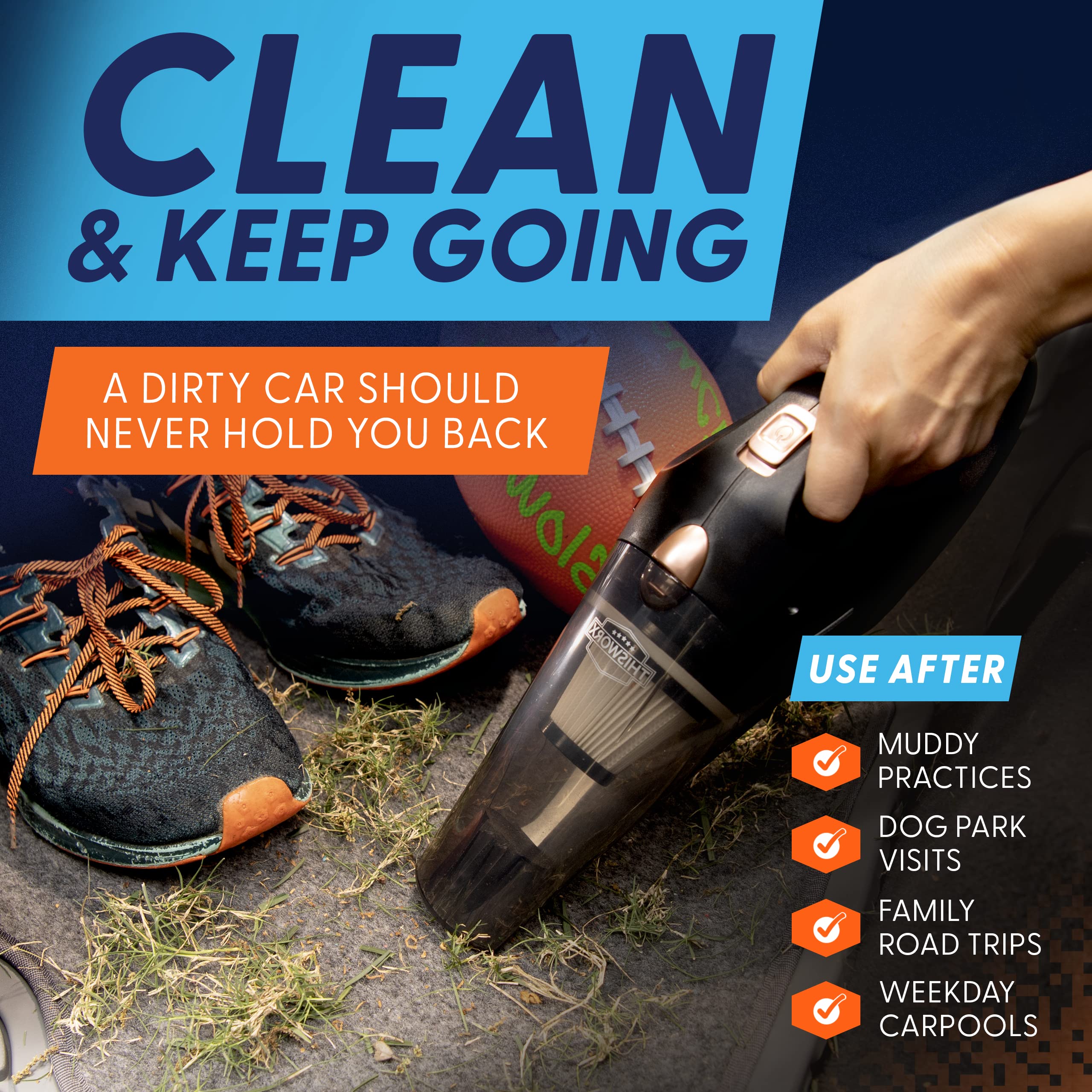 ThisWorx for Cordless Car Vacuum - Portable, Mini Handheld Vacuum w/Rechargeable Battery and 3 Attachments - High-Powered Vacuum Cleaner w/ 60w Motor