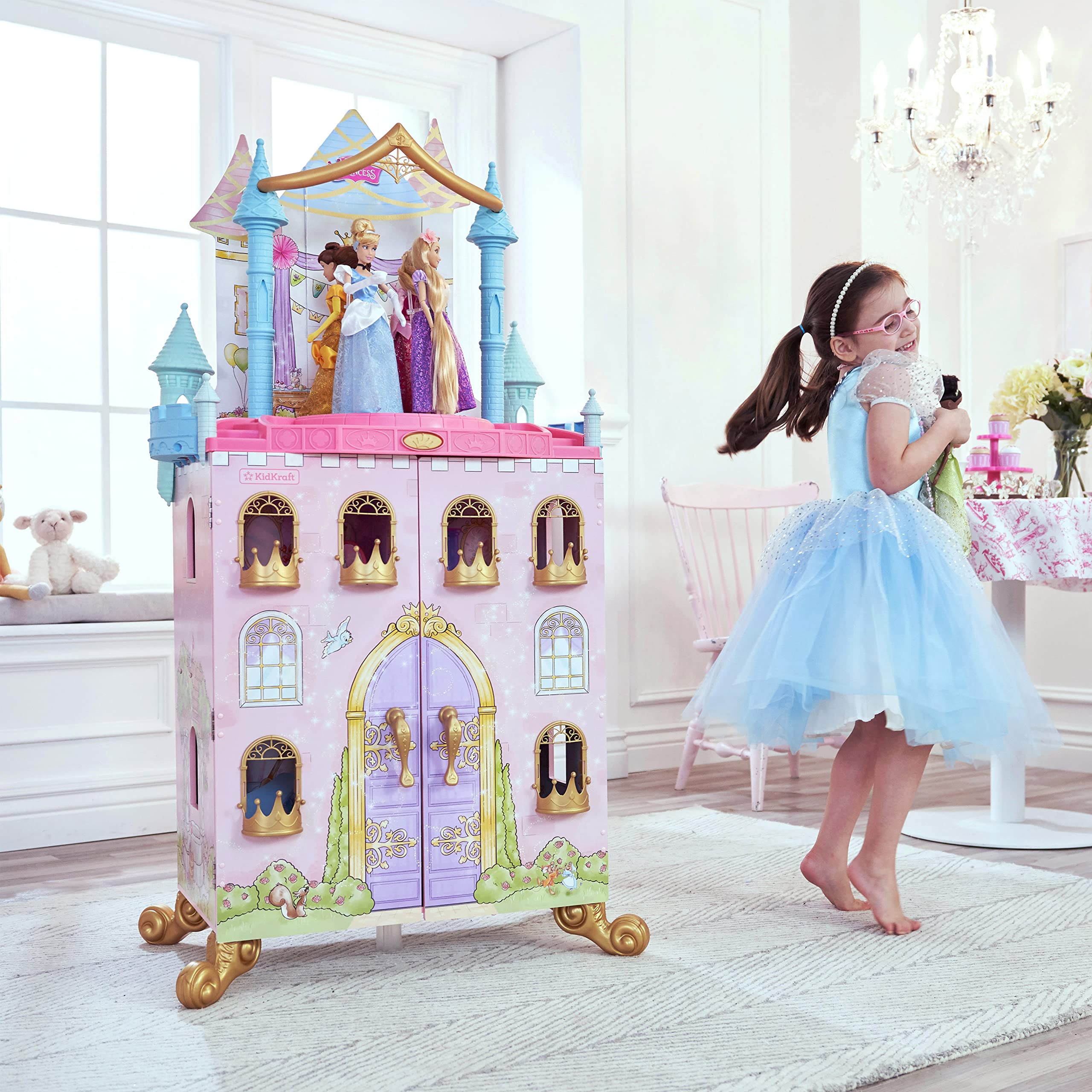 مجموعة ألعاب بيت الدمى ديزني برينسيس من KidKraft ، دمى بطول 30 سم، لعبة للأطفال من عمر 3 سنوات فما فوق مصممة للأطفال، 