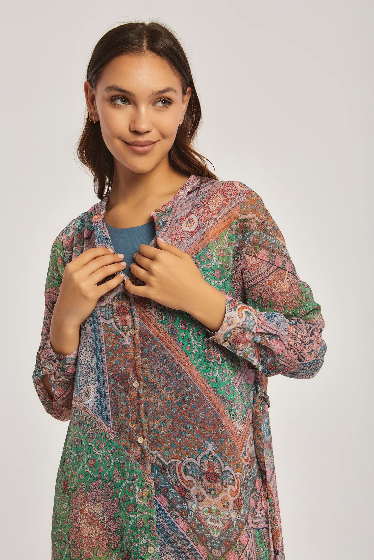 Dalydress womens Printed Shirt Dress 240-102-3010-96 Dress