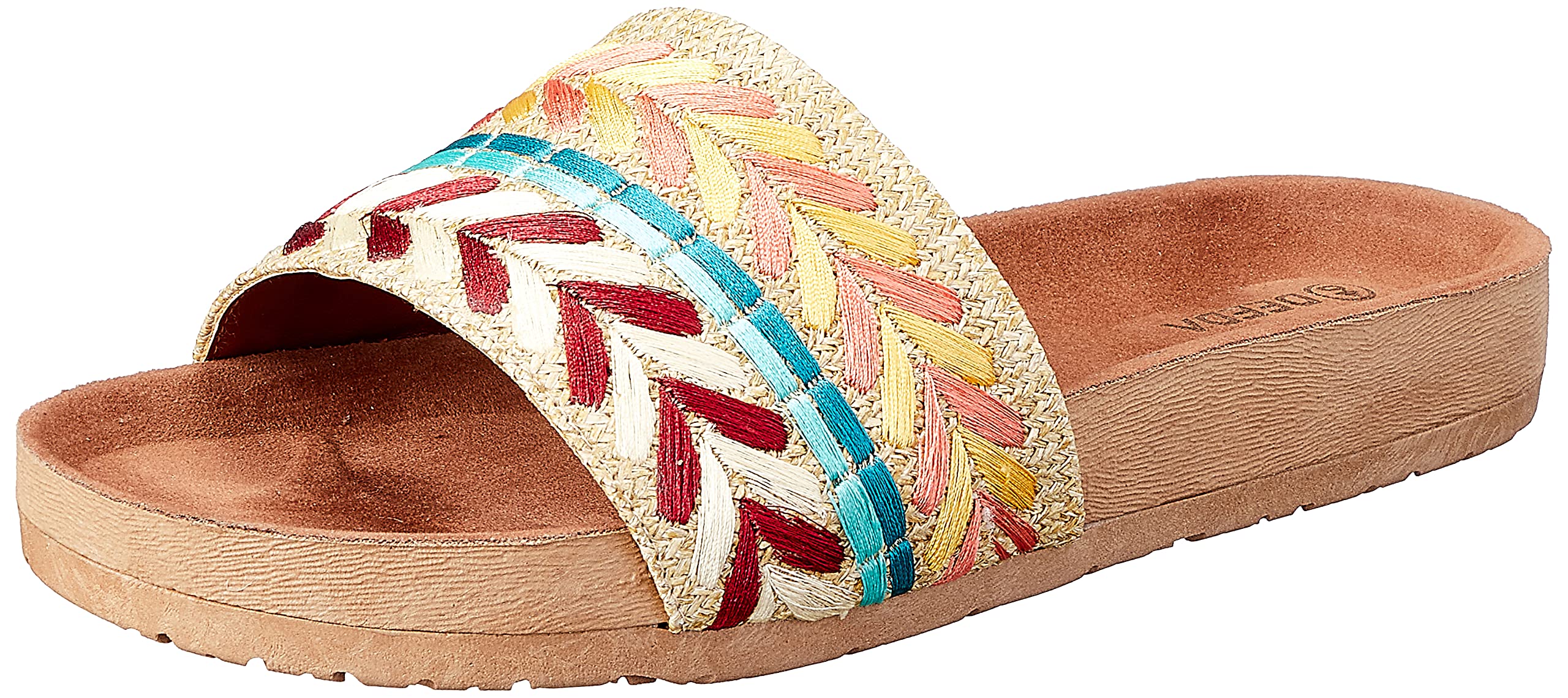 Deeda Faux-Leather Embroidery Detail Slide Slippers for Women - Yellow and Orange