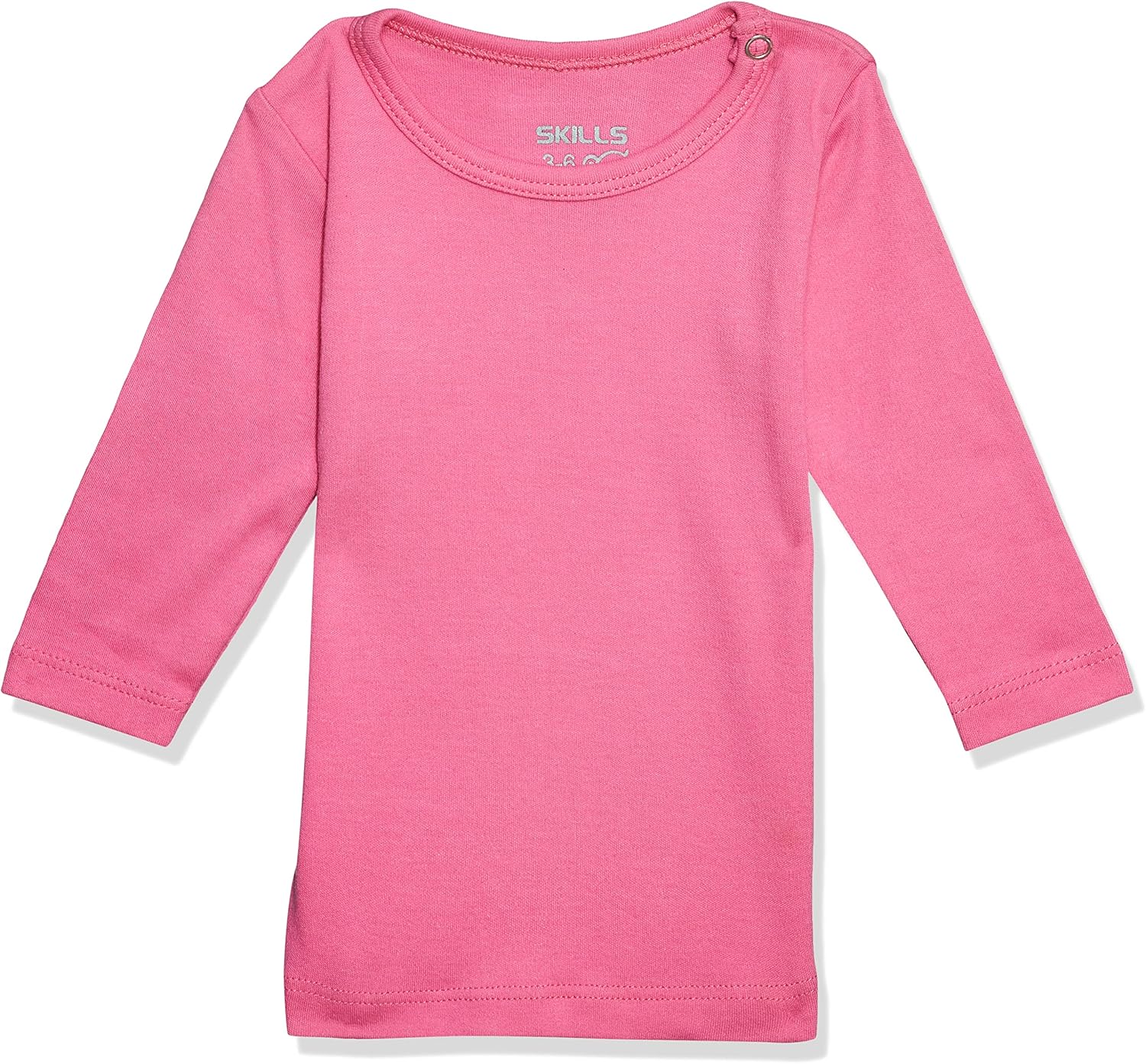 قميص داخلي سادة بأكمام طويلة ورقبة دائرية من القطن للبنات من سكيلز 