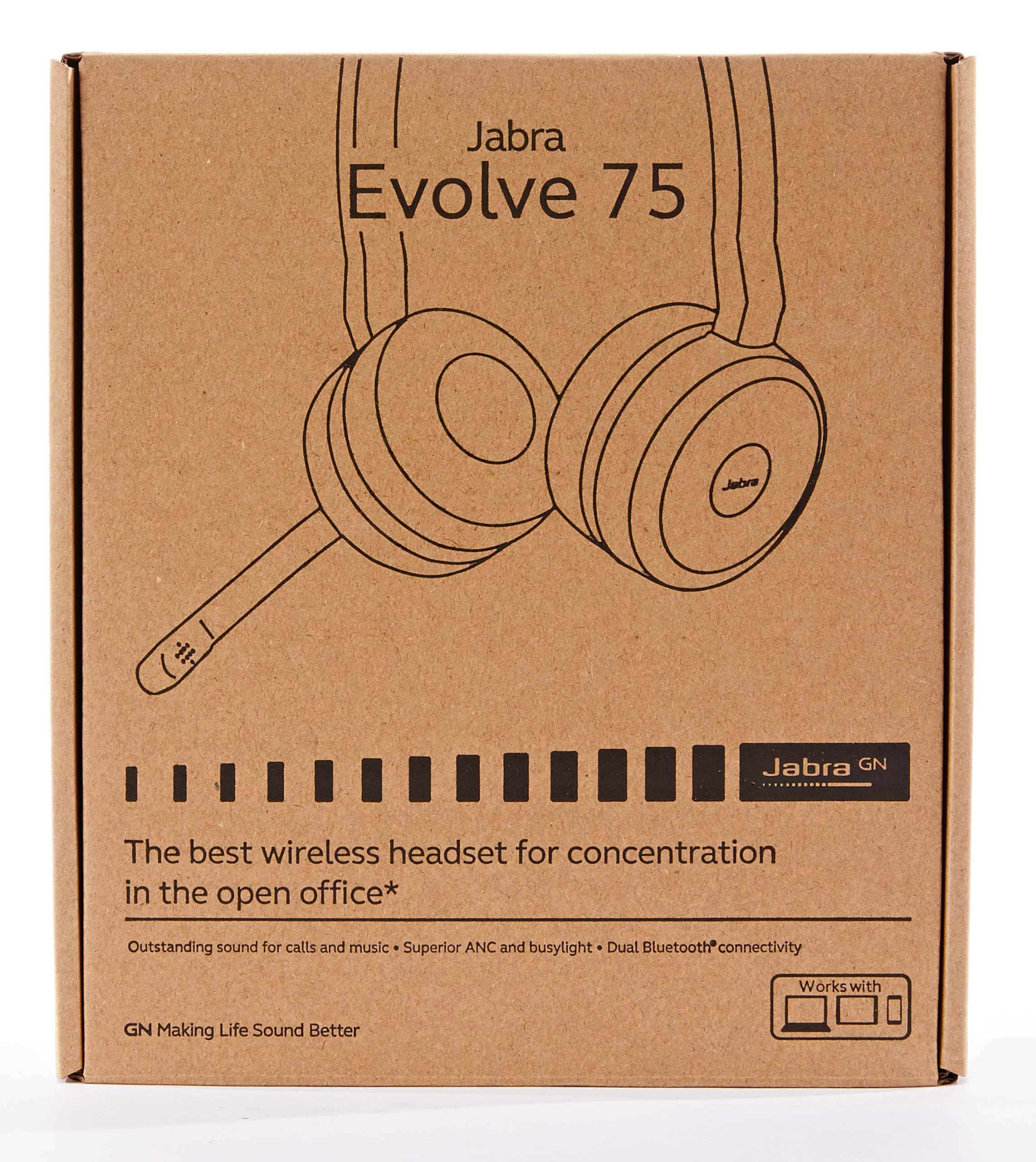 Jabra Evolve 75 MS Wireless Headset, Stereo – Includes Link 370 USB Adapter – Bluetooth Headset with World-Class Speakers, Active Noise-Cancelling Microphone, All Day Battery - Safqqa Egypt