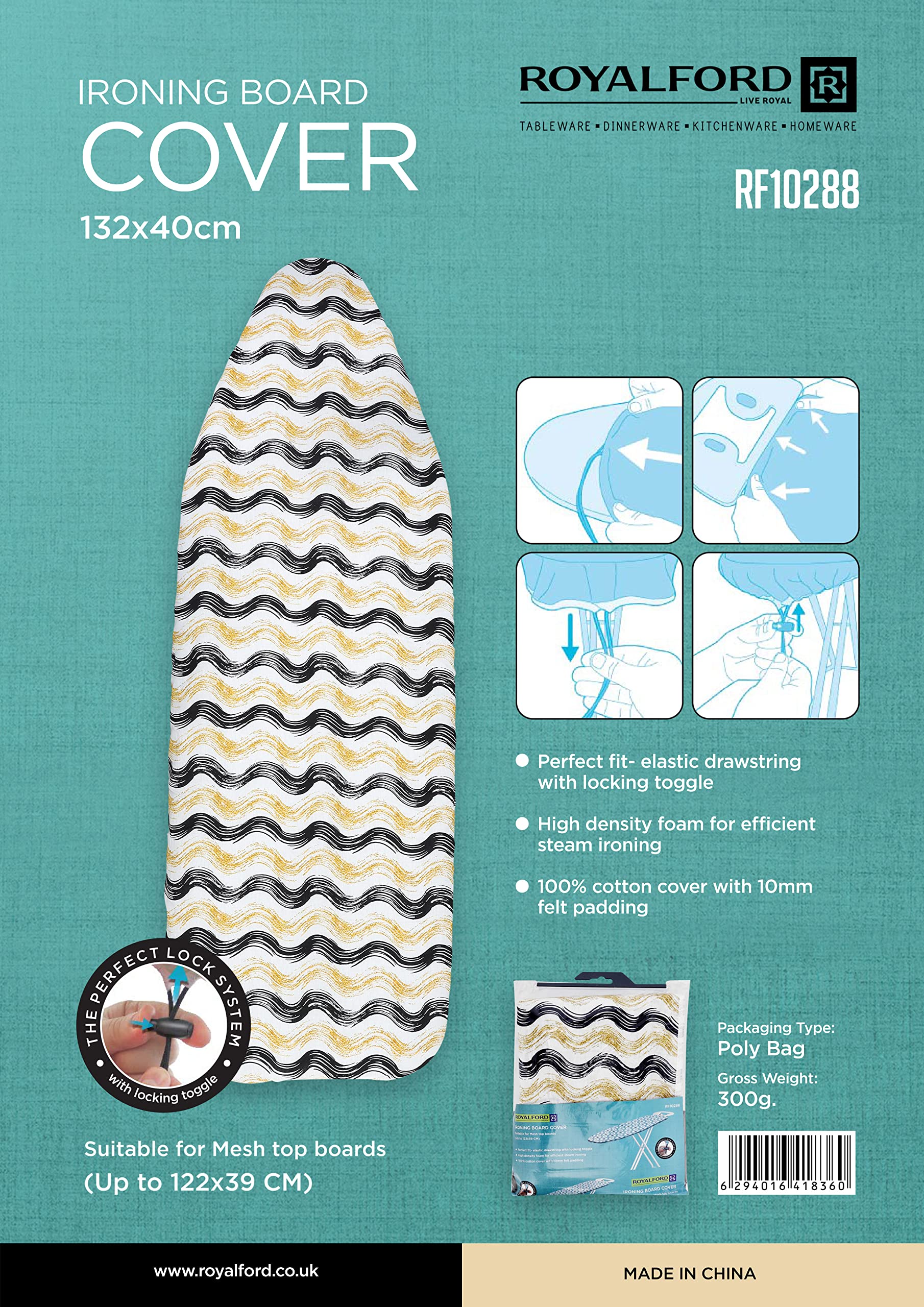 Royalford Ironing Board Cover – Durable Heat-Resistant Cotton with Padding – Safqqa Egypt