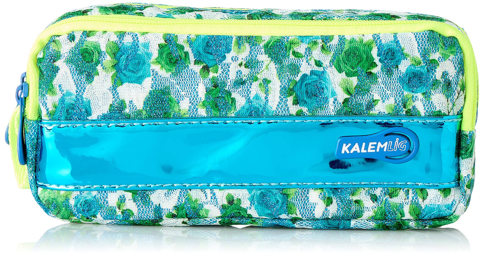 Floral Pattern Pencil Case with 2 Zippers
