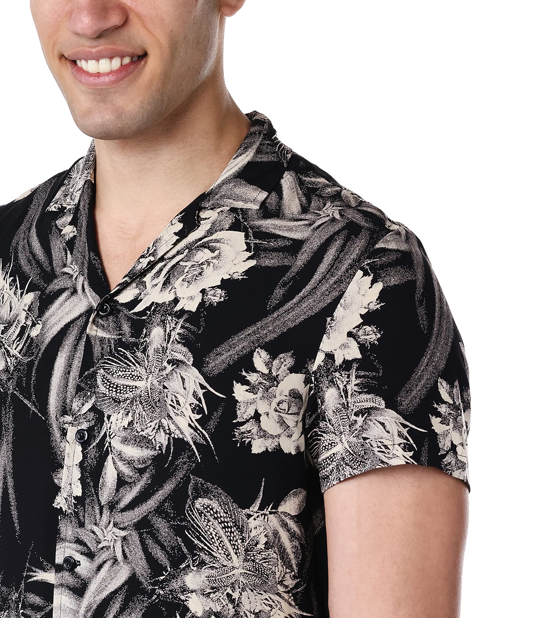 Hero Basic Flower Printed ,Viscose Shirt For Men,Subtle flower print for a stylish, modern look.