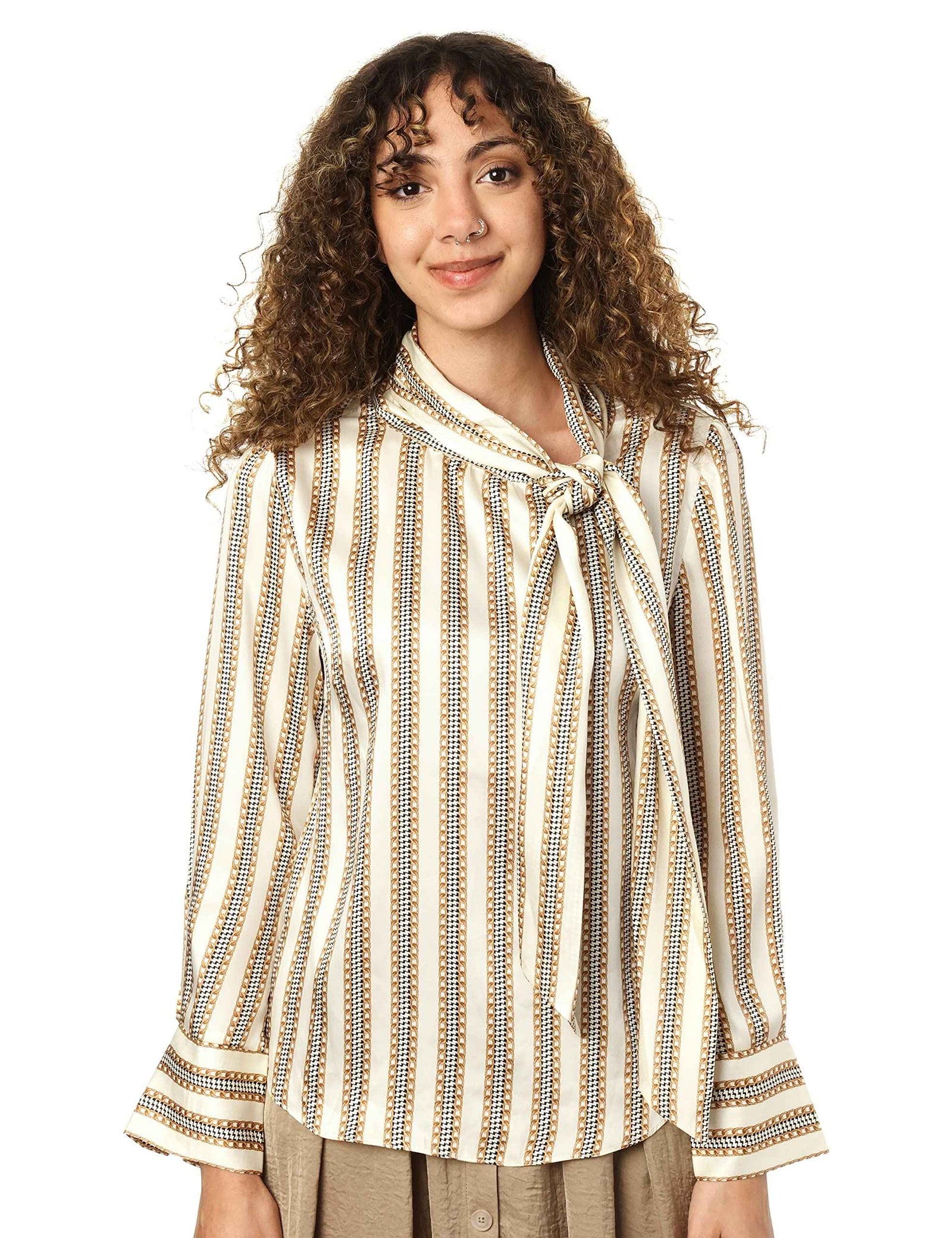 Elle Round Hem Long Sleeves Blouses for Women - Safqqa Egypt