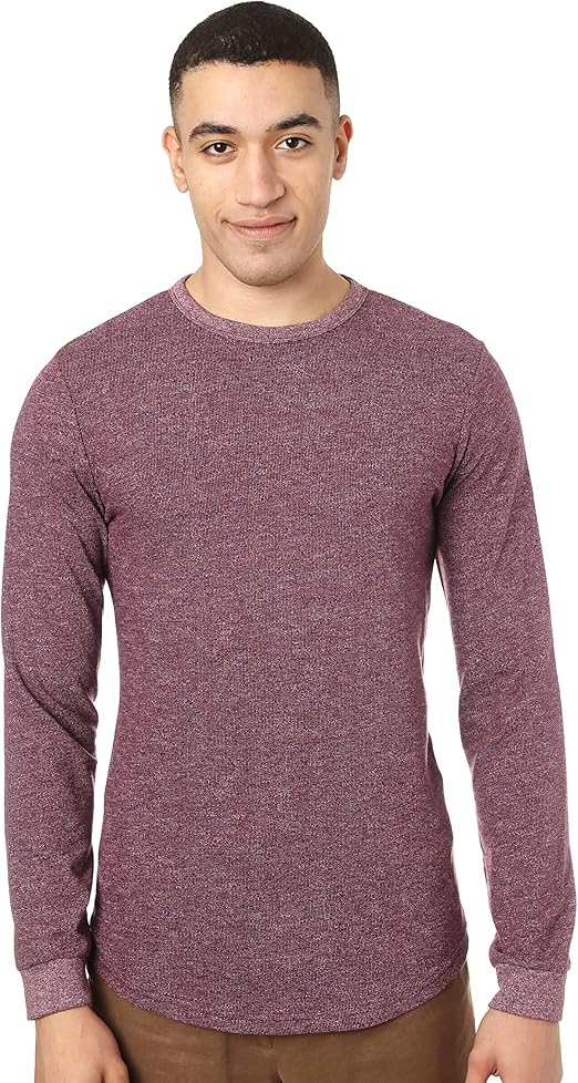 Splash Basic Waist Length Long Sleeves Basic T-Shirt For Men - Heather Brick