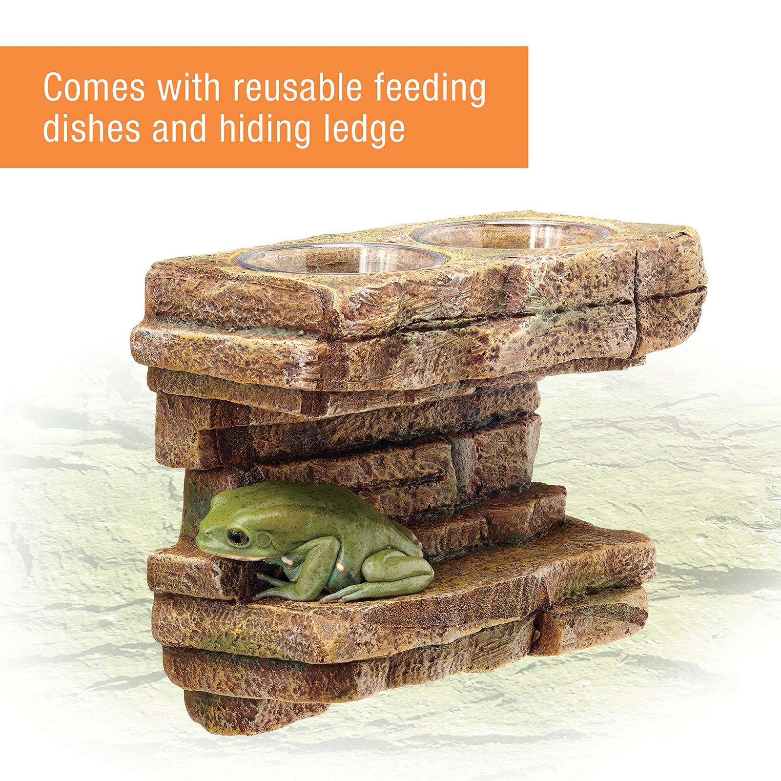 Zilla Vertical Décor Rock Feeding Ledge, Brown, 10.5 Inches, For Dogs and Cat