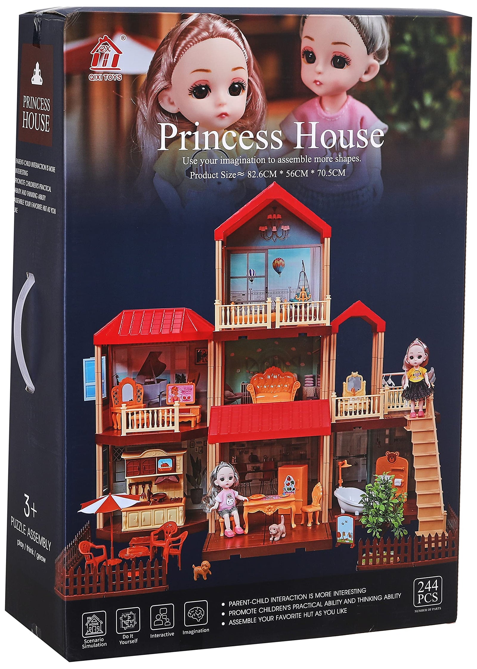 Princess House Playset - 244 Pieces for Kids Aged 3+