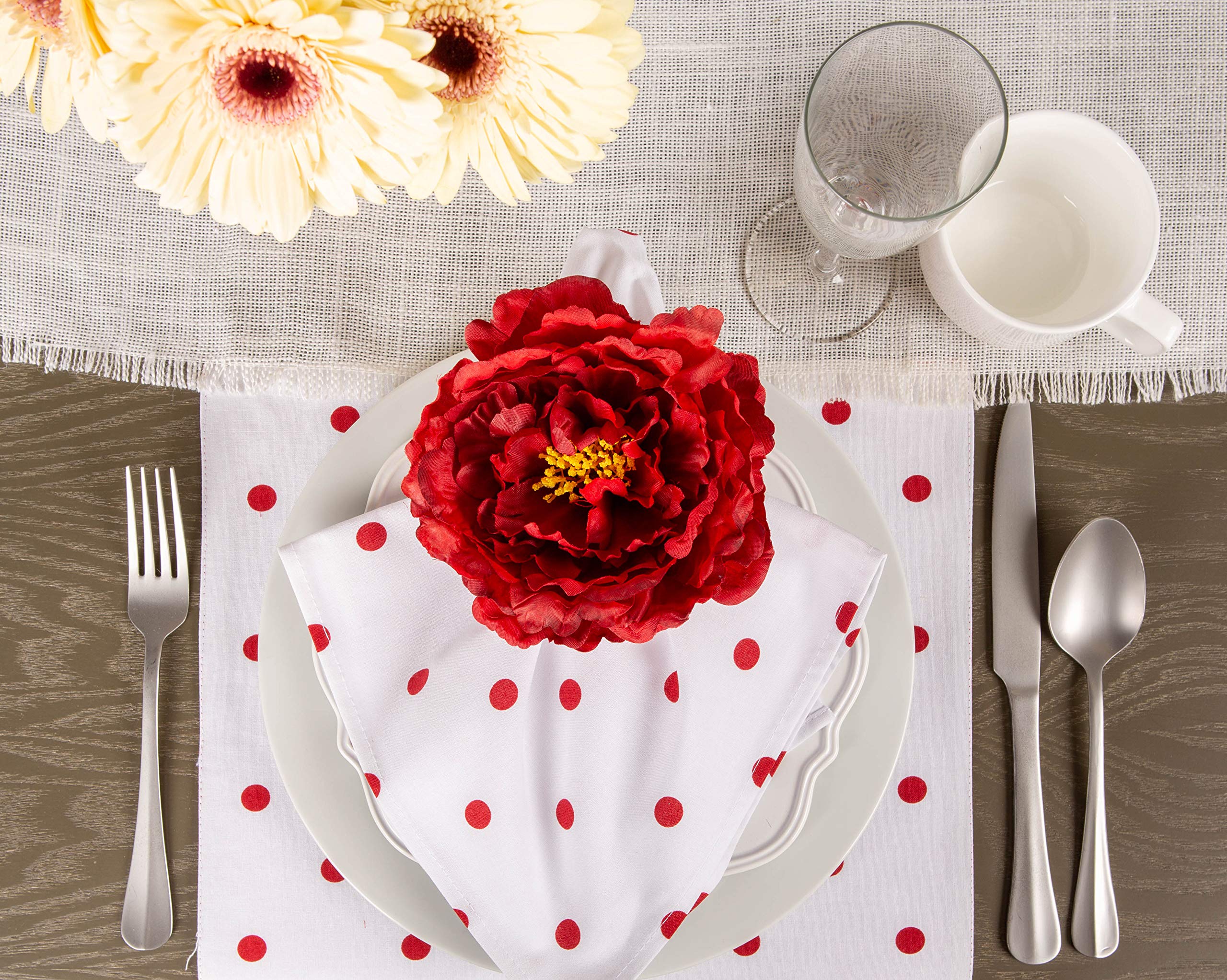 Dii Beautiful Peony Flower Napkin Rings – Deep Red – Set of 4
