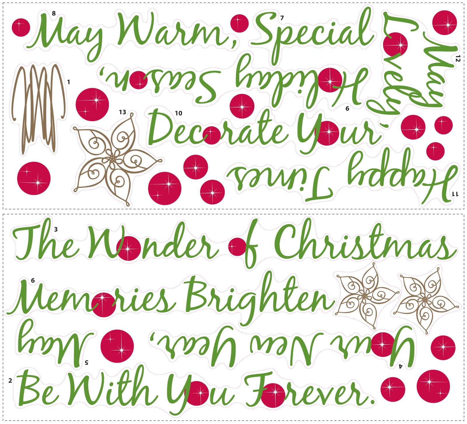 ملصق حائط كبير من روم ميتس على شكل شجرة عيد الميلاد مع اقتباس احتفالي، يضيف لمسة مرحة وزخرفية لأي منزل خلال موسم الأعياد. سهل التركيب والإزالة دون التسبب في أي ضرر للجدران