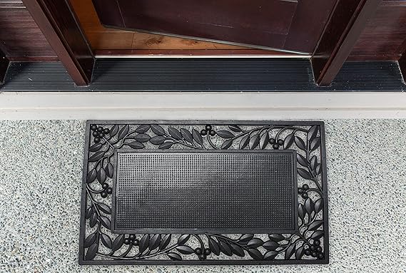 دعاسة مدخل مطاطية J & M Home Fashions بتصميم إطار أوراق – مقاس 18 × 30 بوصة – Safqqa Egypt