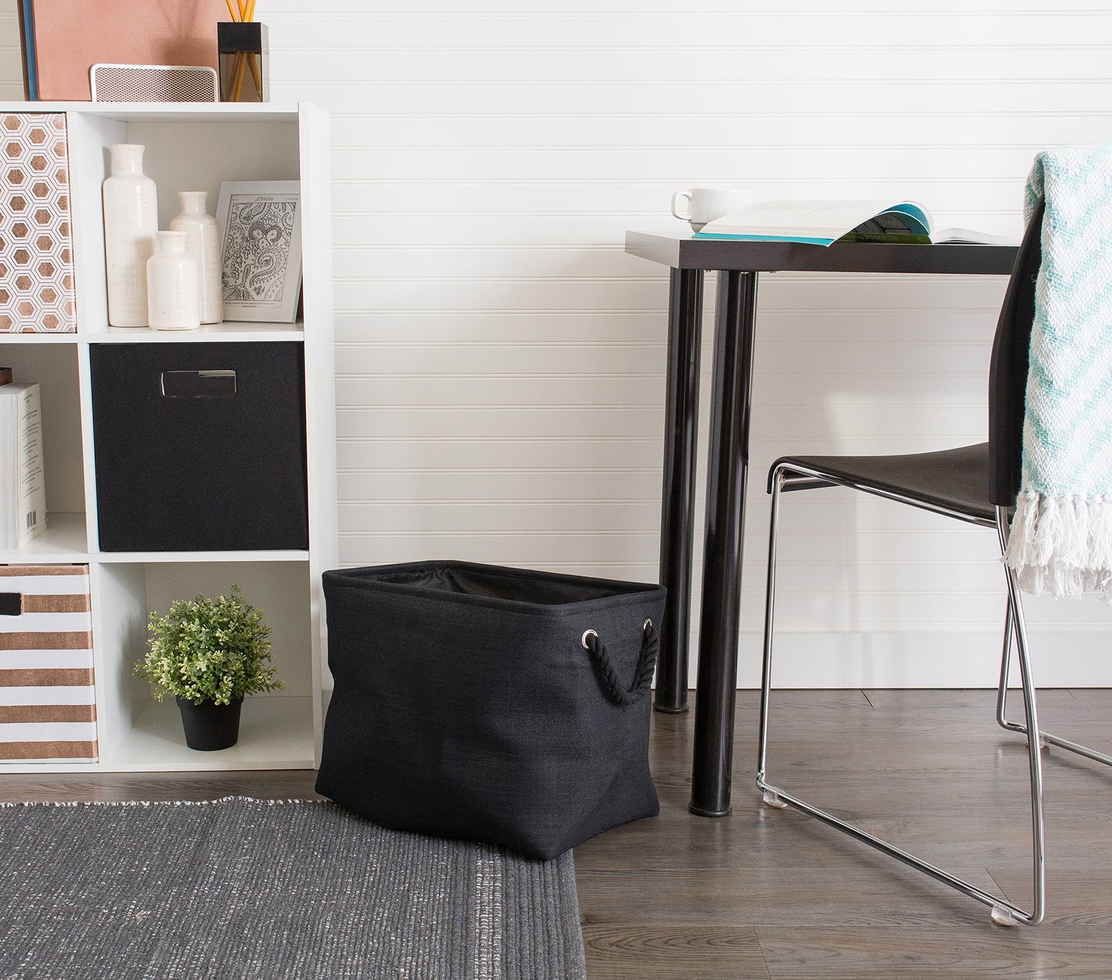 DII Polyester Storage Bin, Medium, Black