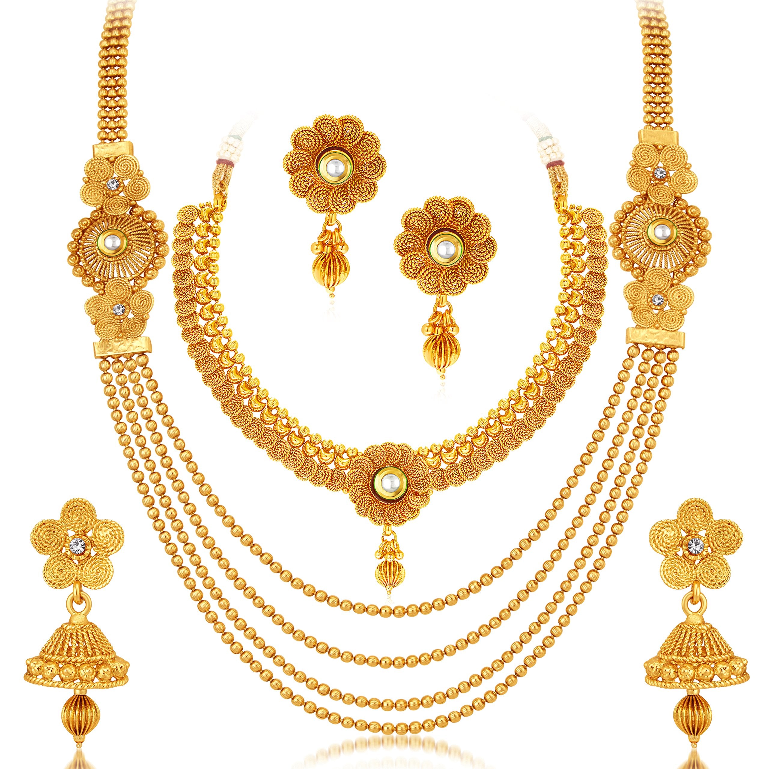 Sukkhi Jewellery Multi-String Necklace Set Combo For Women (Cb73383) – Safqqa Egypt