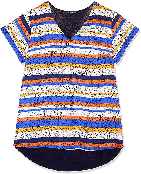 Printed Longline Top with V-neck and Short Sleeves – Safqqa Egypt
