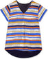 Printed Longline Top with V-neck and Short Sleeves