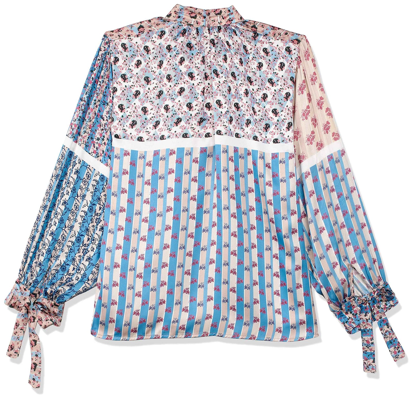 Elle Neck Tie Long Sleeves Patterned Blouse for Women L - Safqqa Egypt