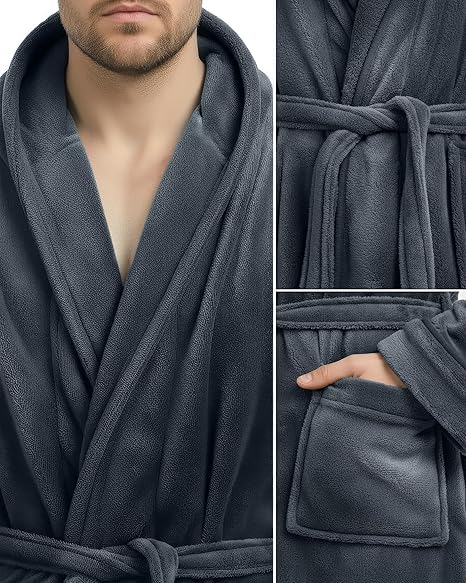 NY Threads Men’s Hooded Bathrobe – Soft and Comfortable Everyday Robe – Safqqa Egypt