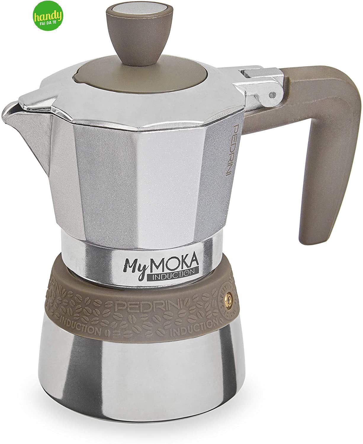 Caffettiera moka Pedrini design compatibile Pedrini tortora 2 tazze- No Box and Have Scratches
