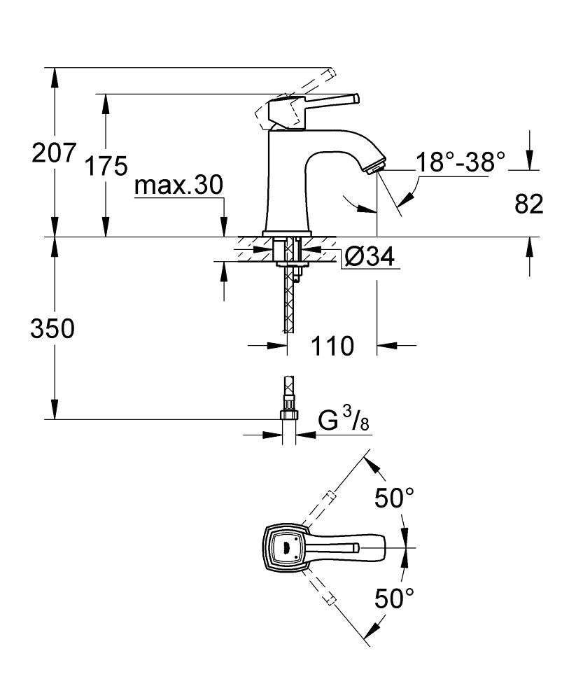 خلاط حوض GROHE Grandera