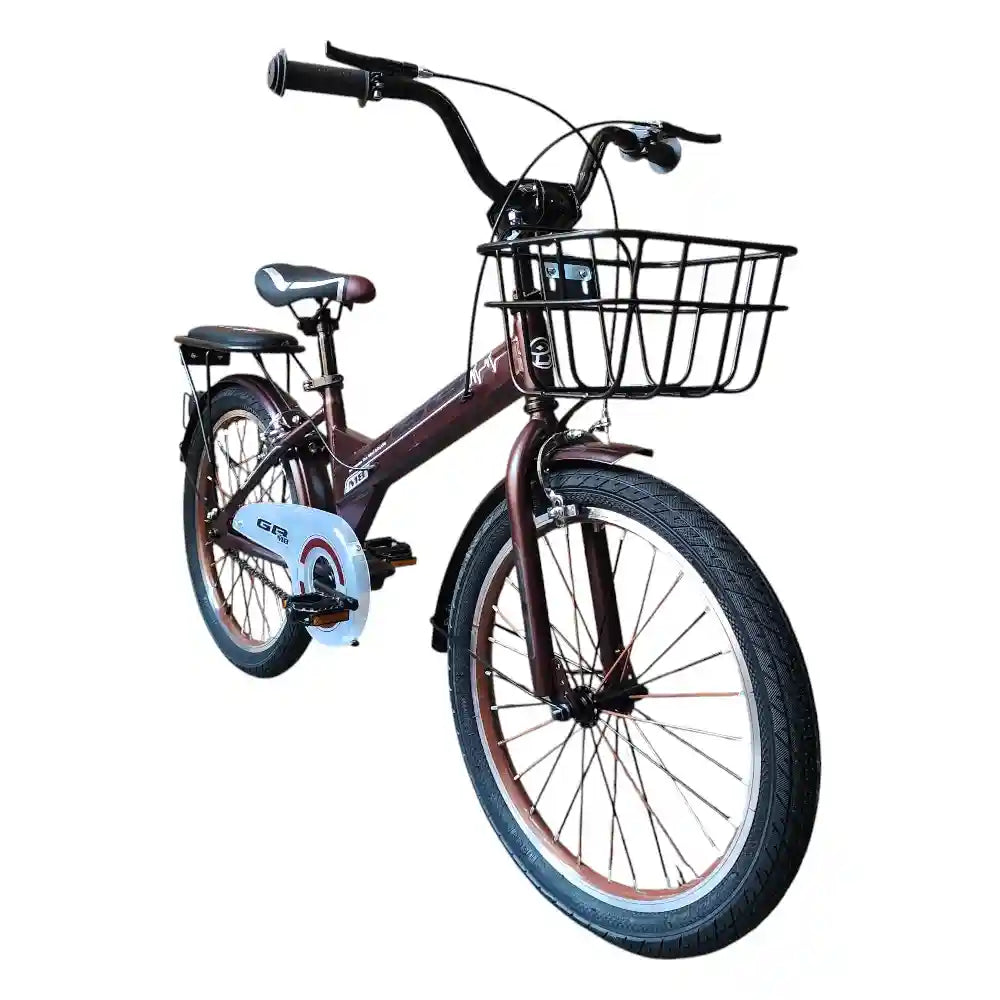 GB 20-Inch Kids Bike for Boys & Girls Ages 6–12, Single-Speed Bicycle with Front Basket, Rear Rack, Steel Caliper Brakes, Quick-Release Adjustable Saddle, Fenders, Durable One-Piece Crank, Orange Color, 1-Year Warranty High-Safety by ABO ELGOUKH & MAXLERZ – Safqqa Egypt
