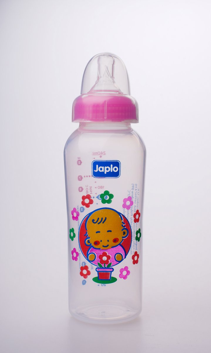 Japlo Round Baby Feeding Bottle - 240ml with Anti-Colic Nipple & Lukewarm Water Mixer