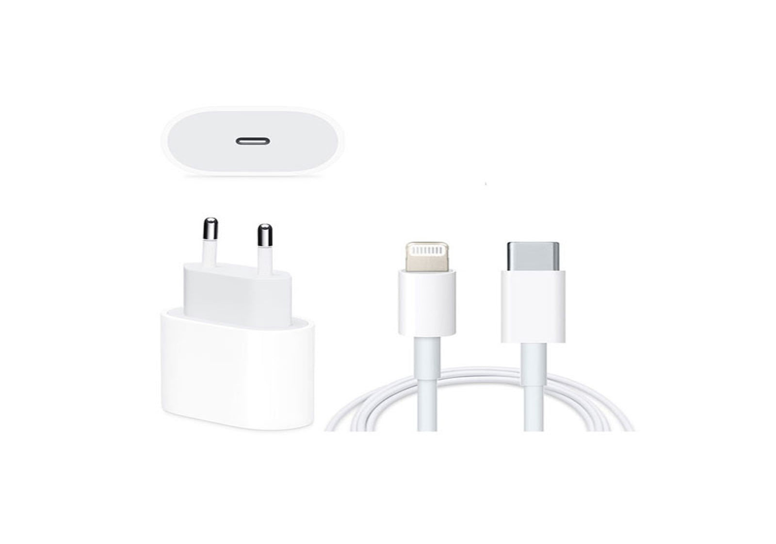 Keendex KX3296 home charger 20W USB-C Power Adapter with USB-C to Lightning Cable - white