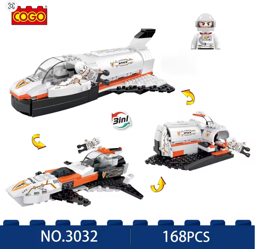 COGO Space Shuttle Model – 168-Piece 3-in-1 Building Toy Set for Kids, Space Agency Playset, Educational Space Gift