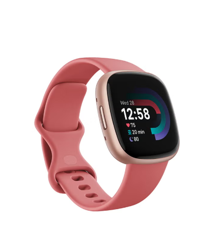 Versa 4, Health & Fitness Smartwatch with Built-in GPS and Up To 6+ Days Battery Life, 6-months Premium Membership Included, compatible with Android and iOS Pink Sand / Copper Rose