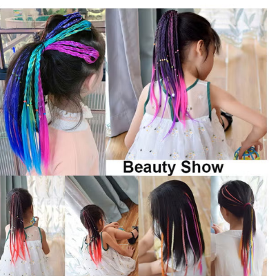 طقم شعر مستعار قوس قزح للأميرات – 4 قطع