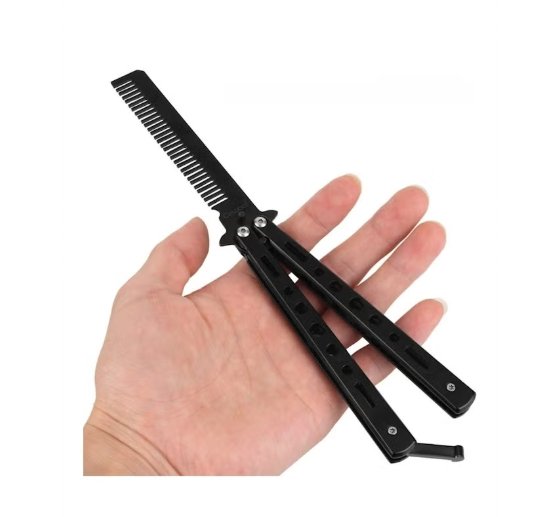 Knife Style Hair Comb Black 22cm