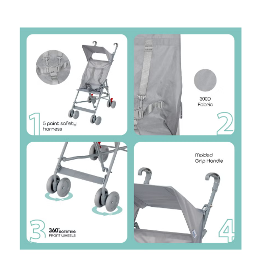 عربة أطفال خفيفة الوزن من جت – قابلة للطي بمظلة واسعة