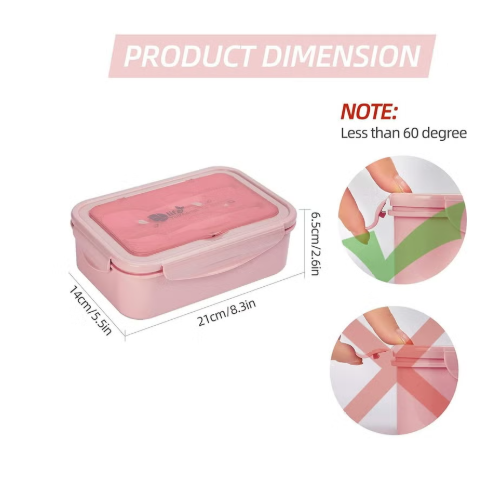 1400ml 3-Compartment Lunch Box with Cutlery Set – Leakproof Food Container