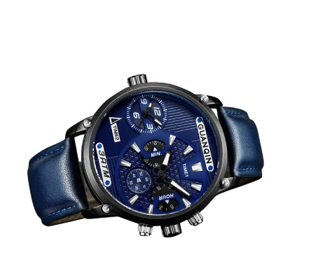 Men’s Leather Chronograph Wrist Watch – Elegant & Precise – Safqqa Egypt