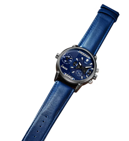 Men’s Leather Chronograph Wrist Watch – Elegant & Precise