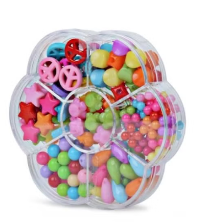مجموعة حبات خرز من البلاستيك لتصميم الإكسسوارات – 7 قطع ملونة