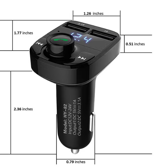 جهاز بلوتوث للسيارة – مشغل FM وشاحن USB 