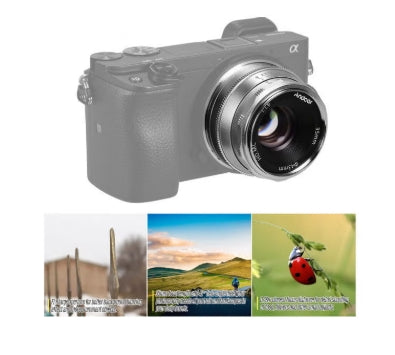 ANDOER E-mount Large Aperture Multilayer Film Coating Mirrorless Camera Lens Silver/Black