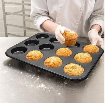 RK Non-Stick Muffin Tray Baking Pan 12 Cup black 35.5cm