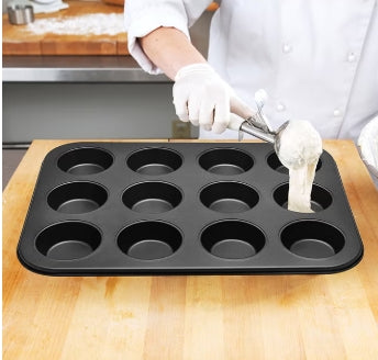 RK Non-Stick Muffin Tray Baking Pan 12 Cup black 35.5cm