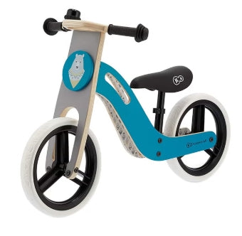 Kinderkraft Wooden Balance Bike Uniq, Lightweight Bicycle, Easy Transport, 12 Inches Wheels, With - 2 Handles, For Toddlers, From 2 To 5 Years, To 35 Kg, Turquoise