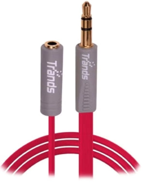 Trands Male To Female Aux Extension Audio Cable Red/Grey