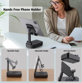 حامل الهاتف المزود بسماعة بلوتوث لاسلكية هو جهاز عملي يجمع بين حامل الهاتف المتين المقاوم للانزلاق وسماعة قوية بصوت محيطي عالي الجودة. يوفر تجربة صوتية واضحة وغامرة مع إبقاء الهاتف في وضع مثالي