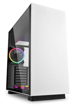 كيس الكمبيوتر شاركّون بيور ستيل RGB بتصميم ميد تاور ATX يجمع بين القوة والأناقة، مصنوع من الفولاذ المتين بلون أبيض أنيق مزوّد بإضاءة RGB قابلة للتخصيص تمنح الجهاز مظهراً عصرياً مميزاً.