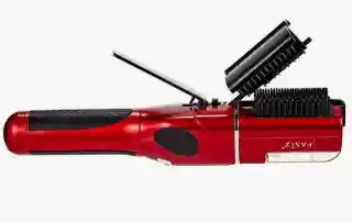 مجفف شعر لاسلكي من FASIZ باللونين الأحمر والأسود، يوفر طريقة مريحة وسريعة لتجفيف الشعر في أي مكان دون الحاجة للأسلاك