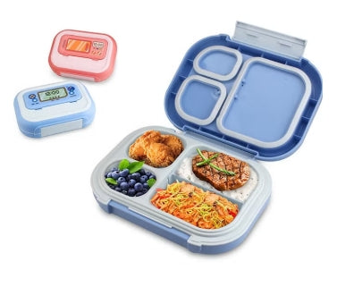 CityRiya-Long Bento Box Lunch Box for Kids Adults Leakproof Bento Lunch Box with 4 Compartments Spoon