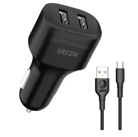 Generic Dual Port Car Charger 12W with PVC Type-C Cable 1.2M